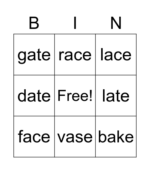 Phonics 4: U1 & U2 Bingo Card