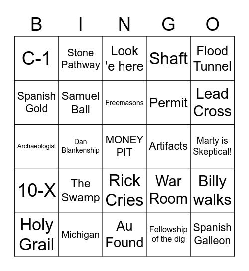 THE CURSE OF OAK ISLAND BINGO Card