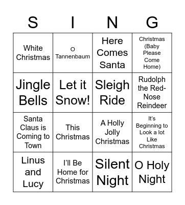 Christmas Carols Bingo Card