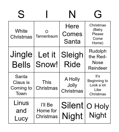 Christmas Carols Bingo Card