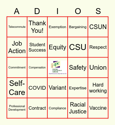 APC's Bye Bye 2021 Bingo! 👋🏽 Bingo Card
