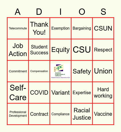 APC's Bye Bye 2021 Bingo! 👋🏽 Bingo Card