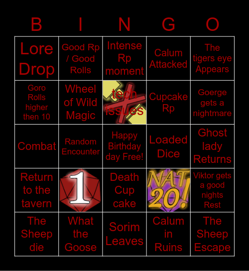 Wolves of Fate Session 7 Bingo Card