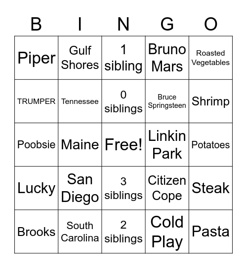 Meet the Team Bingo Card