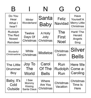 CHRISTMAS MUSIC BINGO Card