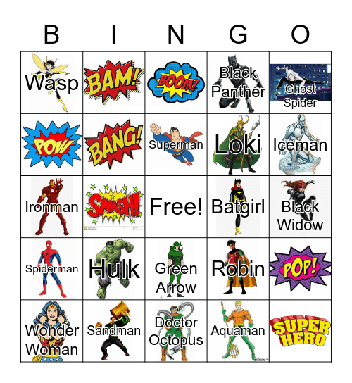 Super Heroes Bingo Card