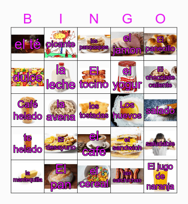 angi's el desayuno bingo Card