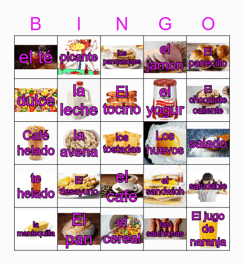 angi's el desayuno bingo Card