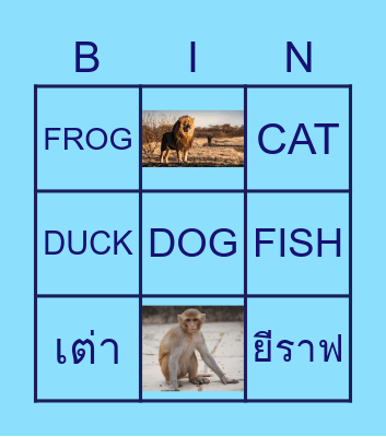 Animal Bingo Card