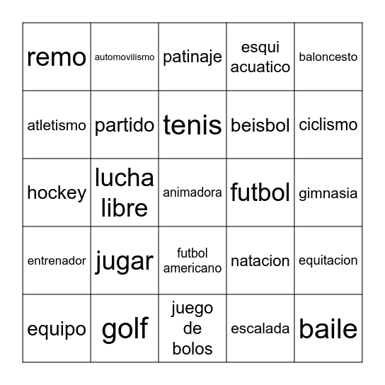 Los Deportes Bingo Card