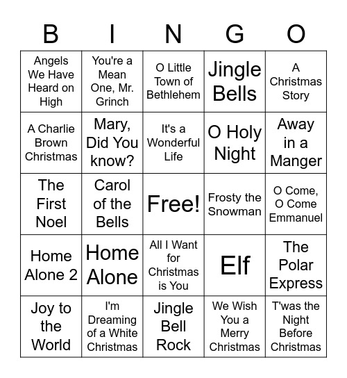 Christmas Bingo Card