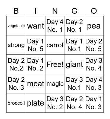 Unit 11 Vocab & Book 2 Unit 5 Key Sentences Bingo Card