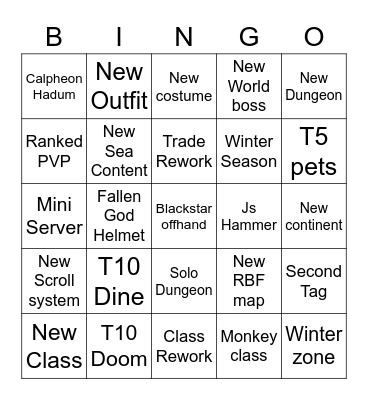 Calpheon ball Bingo Card