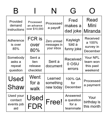 Team Konz Bingo! Bingo Card