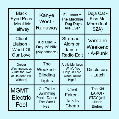 Prince Music Bingo  - Round 2 Bingo Card