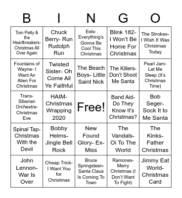 Total-Quiz.com Trivia Presents: Radio Bingo Rock-n-Roll Holiday Bingo Card