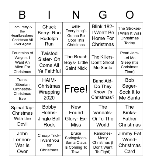 Total-Quiz.com Trivia Presents: Radio Bingo Rock-n-Roll Holiday Bingo Card
