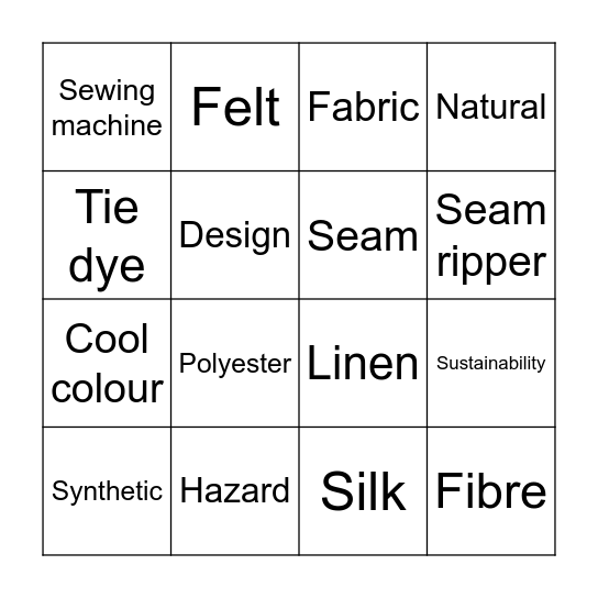Textile Bingo Card