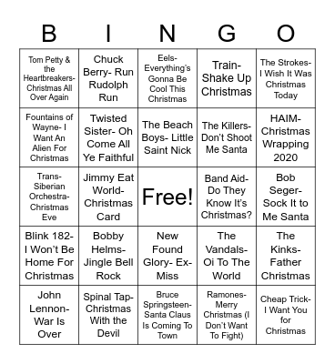Total-Quiz.com Trivia Presents: Radio Bingo Rock-n-Roll Holiday Bingo Card
