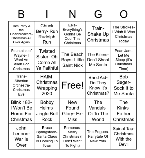 Total-Quiz.com Trivia Presents: Radio Bingo Rock-n-Roll Holiday Bingo Card