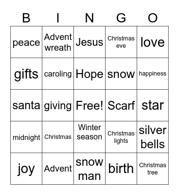 Christmas Bingo Card