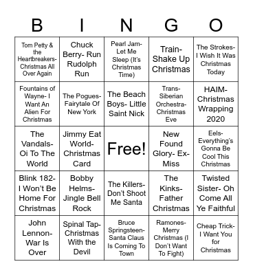 Total-Quiz.com Trivia Presents: Radio Bingo Rock-n-Roll Holiday Bingo Card