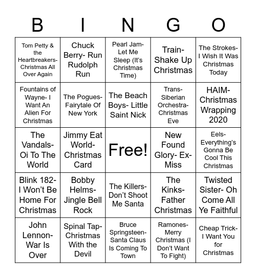 Total-Quiz.com Trivia Presents: Radio Bingo Rock-n-Roll Holiday Bingo Card