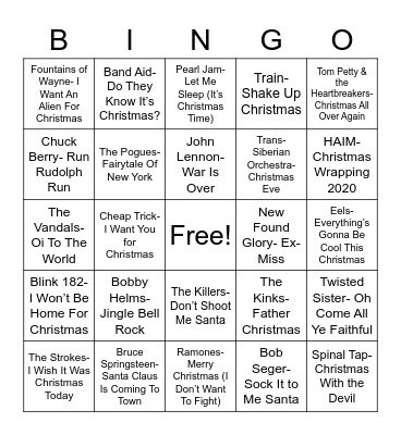 Total-Quiz.com Trivia Presents: Radio Bingo Rock-n-Roll Holiday Bingo Card