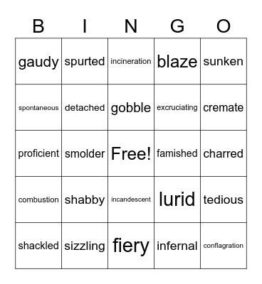 Vocabulary Bingo Card