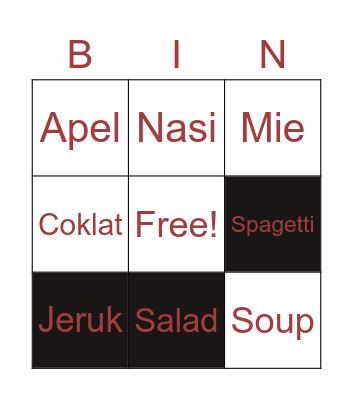 Food Bingo Card