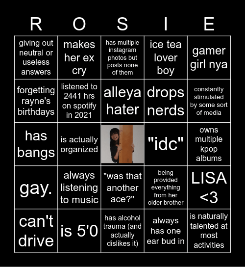 Rosie's Bingo Card