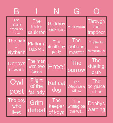 Dobbys Domain Bingo Card