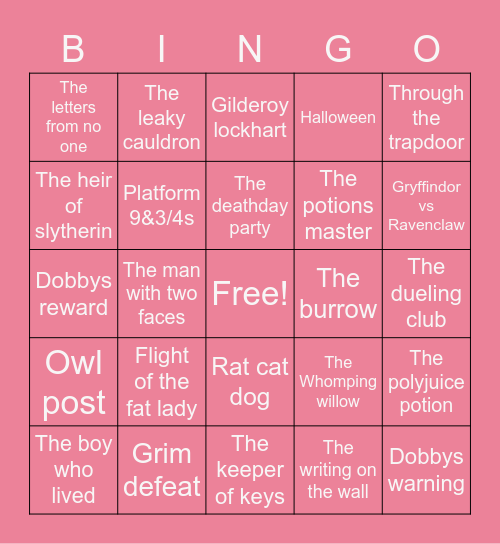 Dobbys Domain Bingo Card