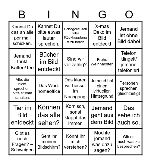 X.mas-Zoom -Bullshit-Bingo Card