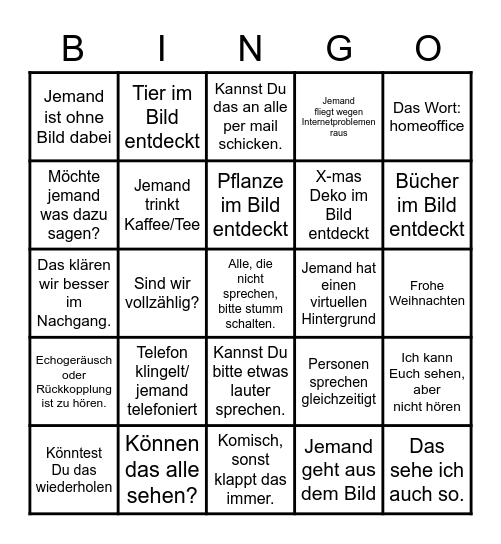 X.mas-Zoom -Bullshit-Bingo Card