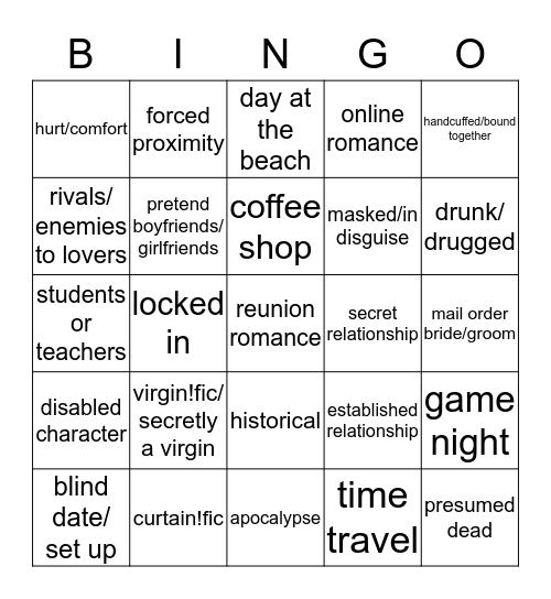 Tropes Bingo Card