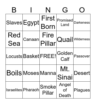 Life of Moses Bingo Card