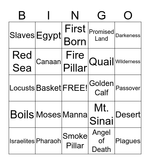 Life of Moses Bingo Card