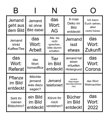 X.mas-Zoom -Bullshit-Bingo Card