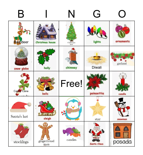 Winter Multicultural Holiday Bingo Card