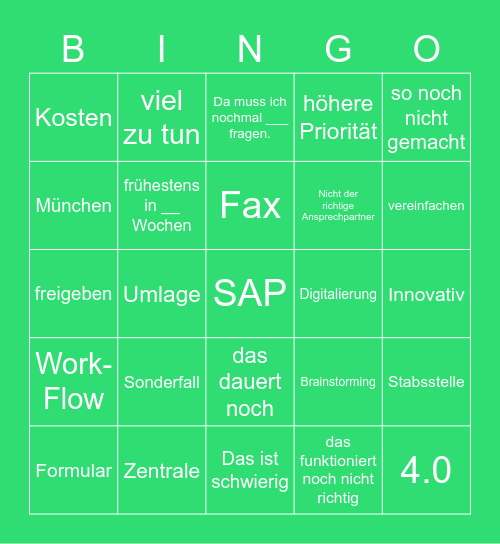 Verwaltung Bingo Card