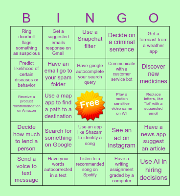 AI Bingo Card