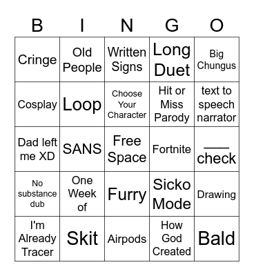 TikTok Bingo Card