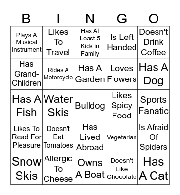 GET TO KNOW YOUR NEIGHBORS Bingo Card