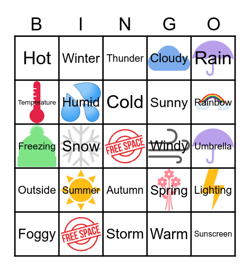 Weather B I N G O Bingo Card