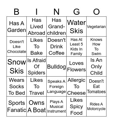 GET TO KNOW YOUR NEIGHBORS Bingo Card