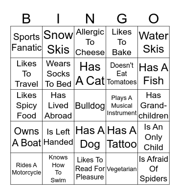 GET TO KNOW YOUR NEIGHBORS Bingo Card