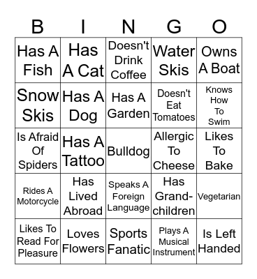 GET TO KNOW YOUR NEIGHBORS Bingo Card