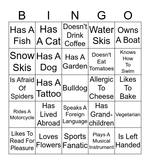 GET TO KNOW YOUR NEIGHBORS Bingo Card