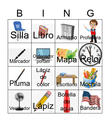 Artículos escolares Bingo Card